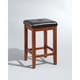 preview thumbnail 4 of 3, Classic Cherry Finish Upholstered Square Seat Bar Stool with 24-inch Seat Height (Set of Two)