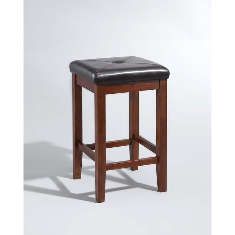Crosley Upholstered Square 24-inch Bar Stool (Set of 2)- Mahogany Finish - N/A