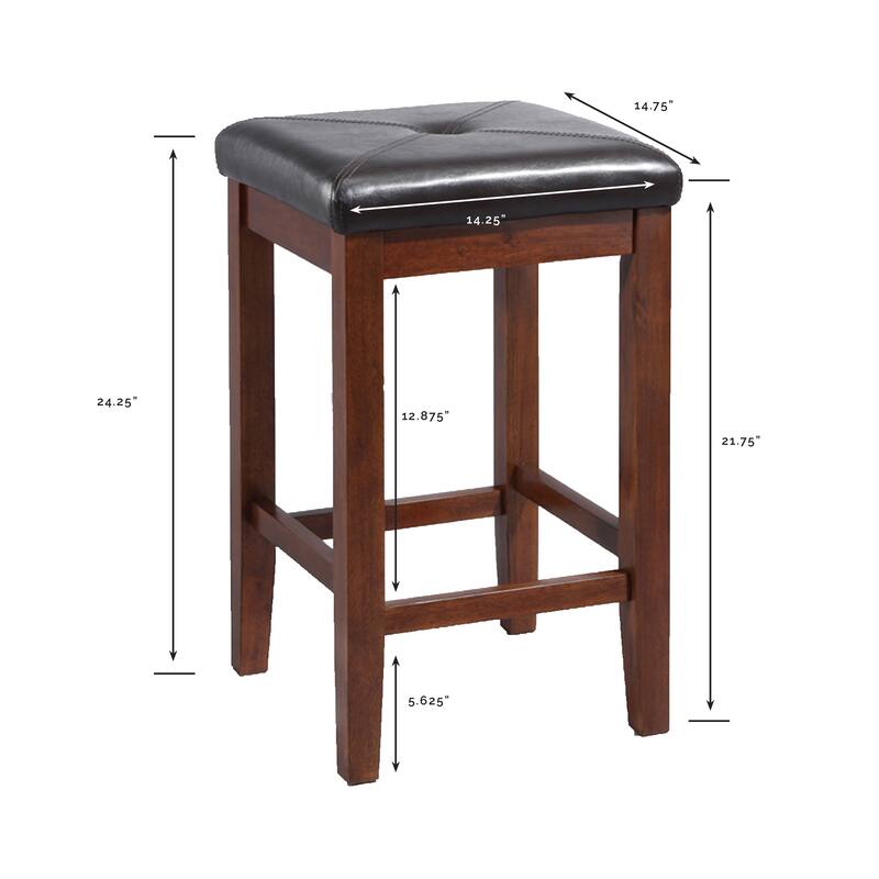 Crosley Upholstered Square 24-inch Bar Stool (Set of 2)- Mahogany Finish - N/A