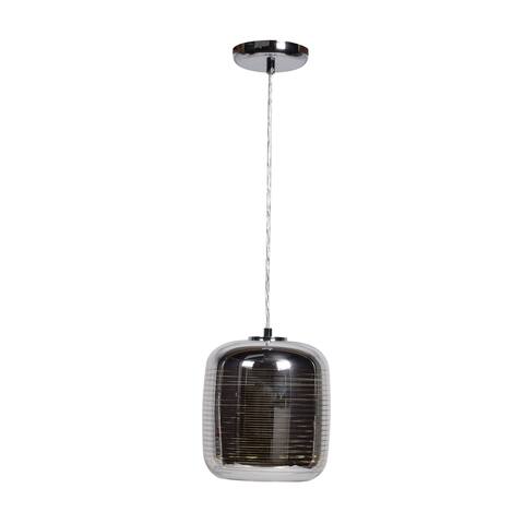 Dor 1-light Pendant with Mirrored Stainless Steel Outer/Smoked Amber Glass Inner Shade
