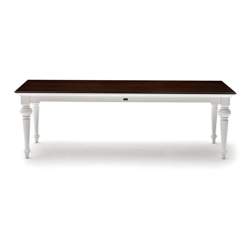 NovaSolo Provence Accent French Country White & Brown Dining Table 240 | Solid Mahogany Frame | 94.49 x 39.37 x 29.92 - N/A