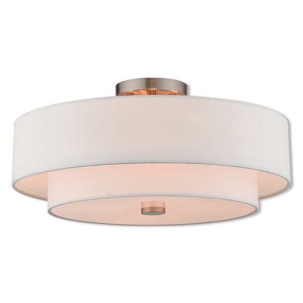 Livex Lighting Claremont 4 Light Brushed Nickel Indoor Flush Mount Bronze Livex Lighting Claremont 4 Light Brushed Nickel Indoor Flush Mount Bronze