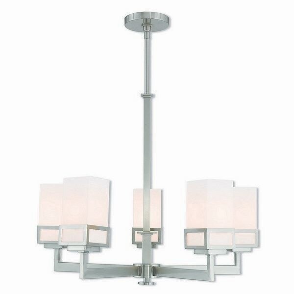 Livex Lighting 40195-91 Brushed Nickel Steel Harding 5-light Indoor Chandelier (Brushed Nickel) - Chandeliers For Bedrooms by Overstock.com
