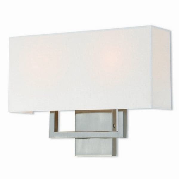 Livex Lighting Pierson Brushed Nickel Finished Steel 2 Light Livex Lighting Pierson Brushed Nickel Finished Steel 2 Light Wall Sconce With Cream Fabric