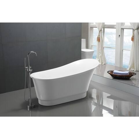 ANZZI Prima Series 5.58 ft. Freestanding Bathtub in White