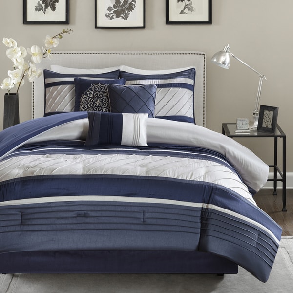 Madison Park Anderson Navy 7 Piece Comforter Set
