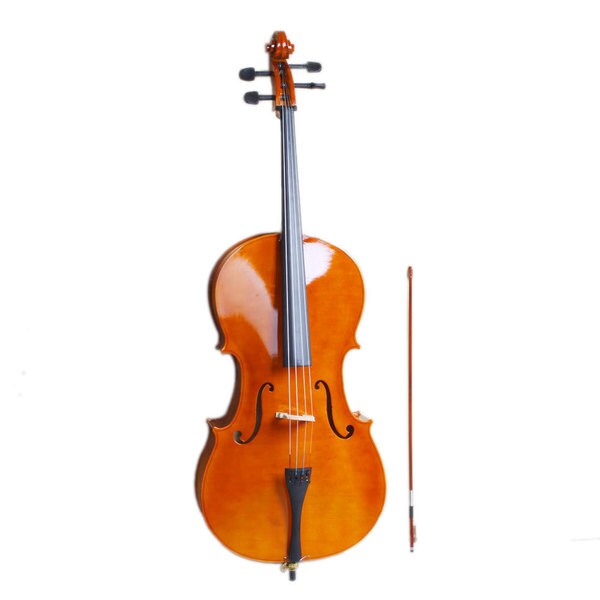4/4 Wood Cello, Bag, Bow, Rosin, Bridge Natural
