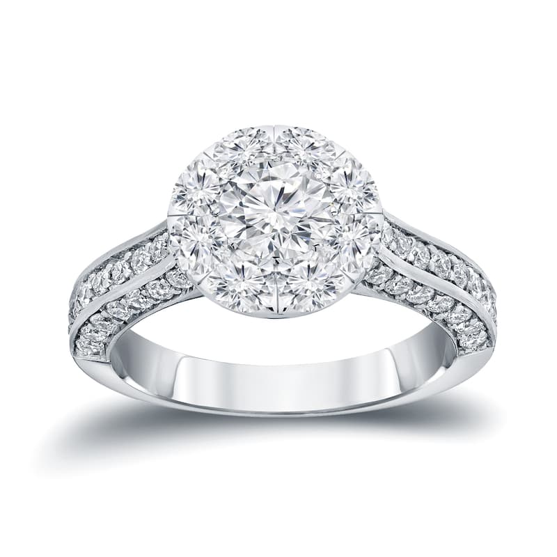Auriya 1 3/4ct TDW Round Diamond Halo Engagement Ring 14k Gold