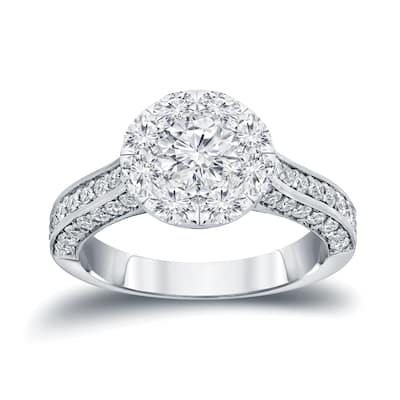 Auriya 1 3/4ct TDW Round Diamond Halo Engagement Ring 14k Gold