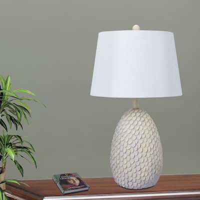 Fangio Lighting's 26.75 in. Resin Table Lamp in an Antique White Finish