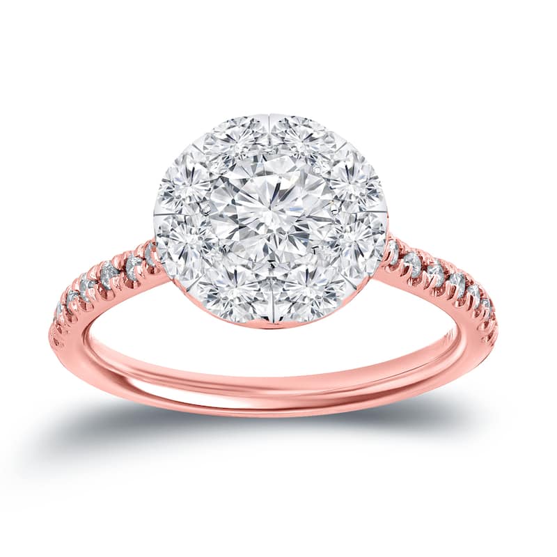 Auriya 1ct TDW Round Diamond Halo Engagement Ring 14k Gold