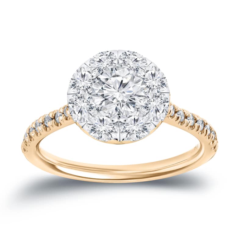 Auriya 1ct TDW Round Diamond Halo Engagement Ring 14k Gold