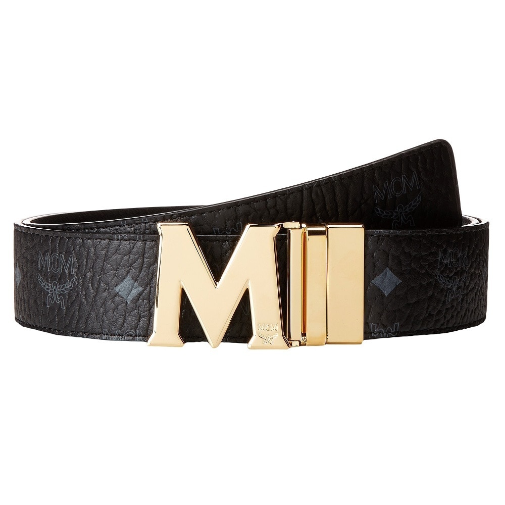 Blue Mcm Belt Gold Buckle : Unisex mcm embossed leather belt with gold ...