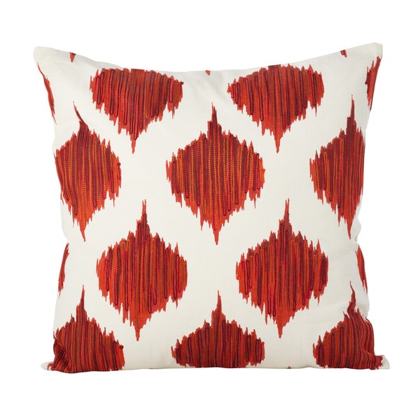 Stitched Ikat Geometric Design Cotton Down Filled Throw Pillow