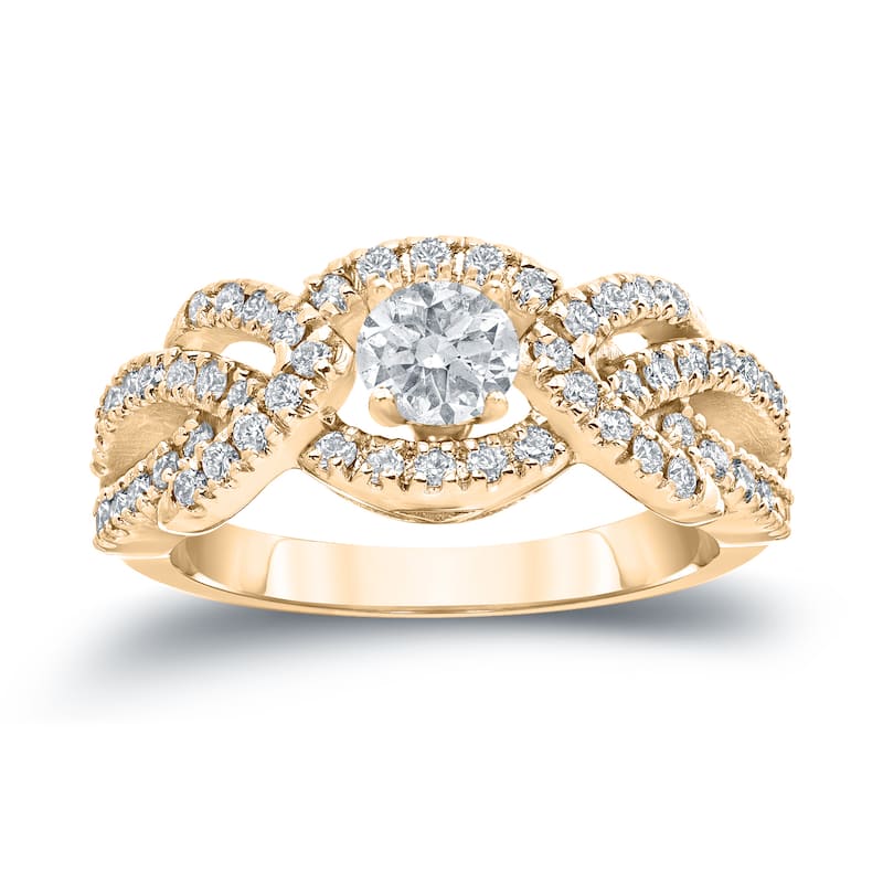 Auriya Braided Infinity 1ct TDW Round Diamond Engagement Ring 14k Gold