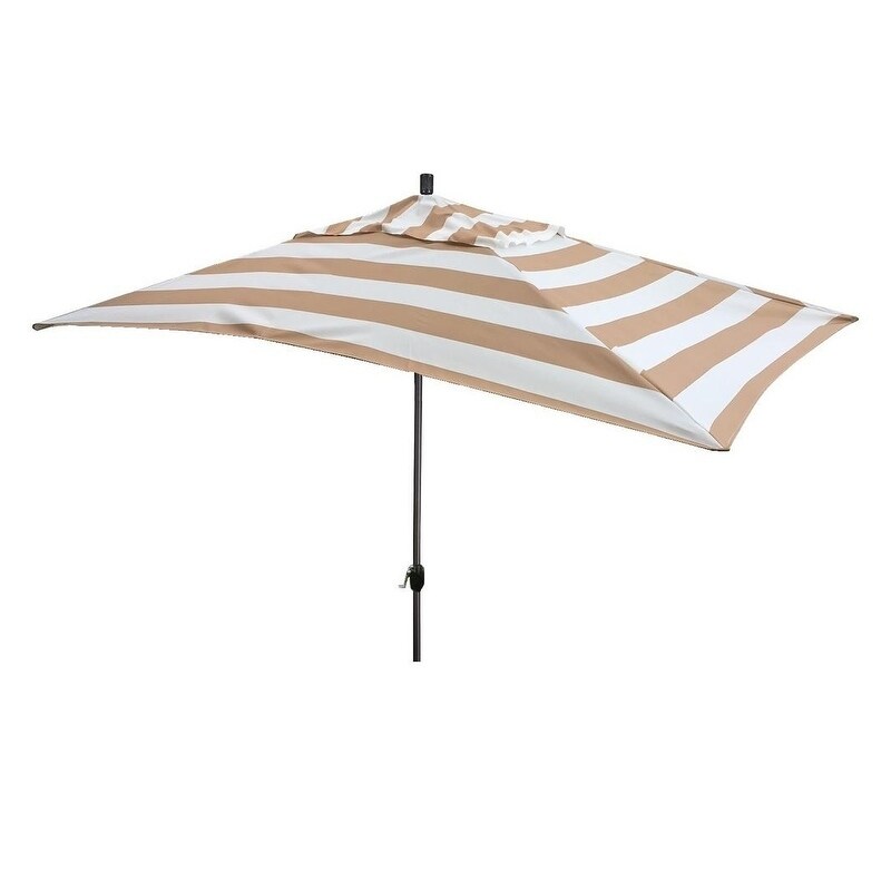 Shop Black Friday Deals On Escada Designs 10 X 6 Tan White Stripe Rectangular Umbrella Overstock 16052347