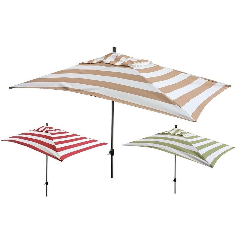 Shop Black Friday Deals On Escada Designs 10 X 6 Green White Stripe Rectangular Umbrella Overstock 16052348