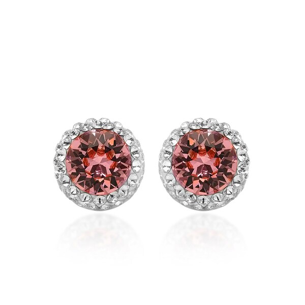 Marabela Sterling Silver Pink Swarovski Element Crystal Stud Marabela Sterling Silver Pink Swarovski Element Crystal Stud Earrings