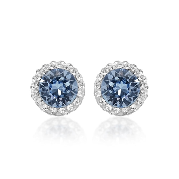 Marabela Sterling Silver Blue Swarovski Crystal Elements Stud Marabela Sterling Silver Blue Swarovski Crystal Elements Stud Earrings