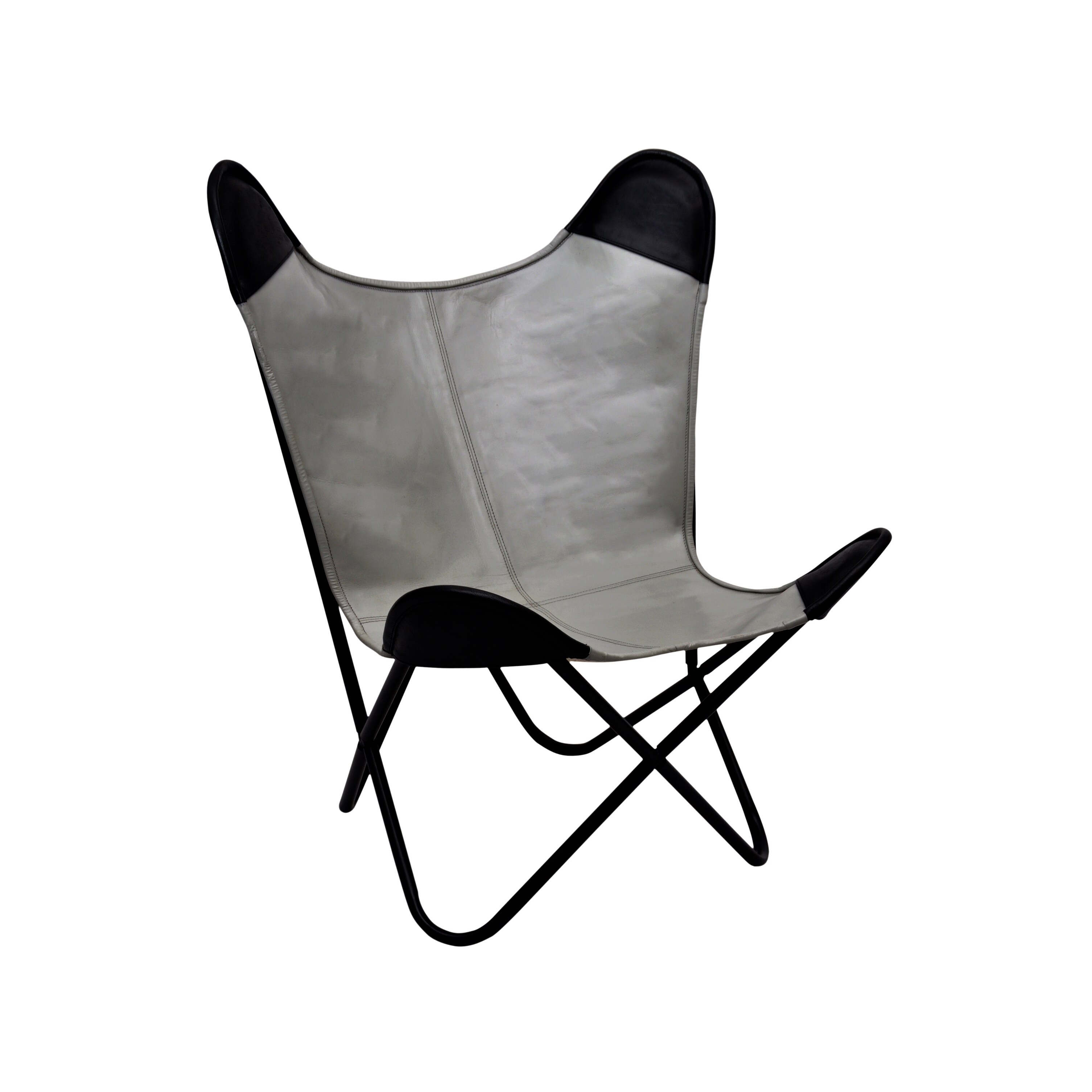 Leather Erfly Chair White With Brown Pockets Free Leather Erfly Chair White With Brown Pockets