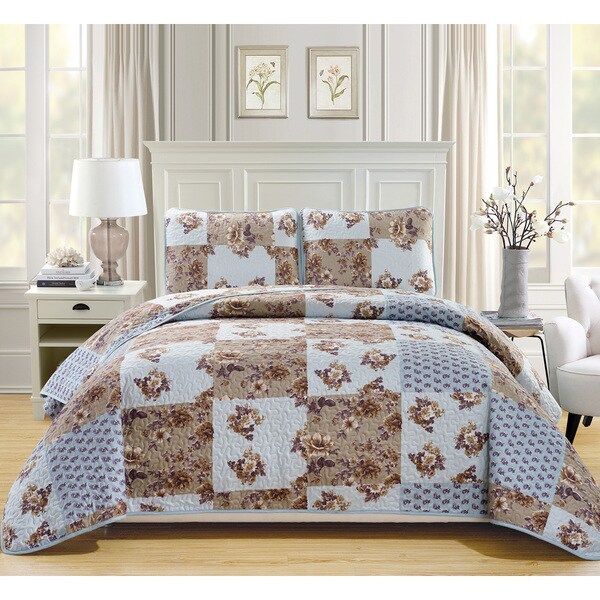 Fashion Street Linda Quilted 3-piece Bedspread Set