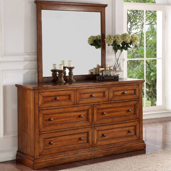 Shop Abbyson Augusta Wood Dresser And Mirror Set Overstock
