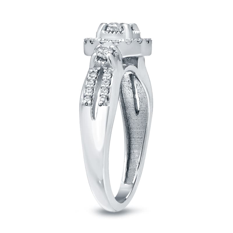 Auriya Unique 2/5ct TDW Round Diamond Halo Engagement Ring 14k Gold