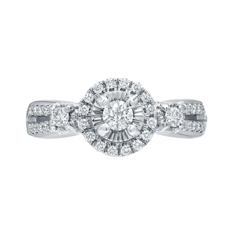 Auriya Unique 2/5ct TDW Round Diamond Halo Engagement Ring 14k Gold