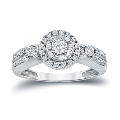 Auriya Unique 2/5ct TDW Round Diamond Halo Engagement Ring 14k Gold