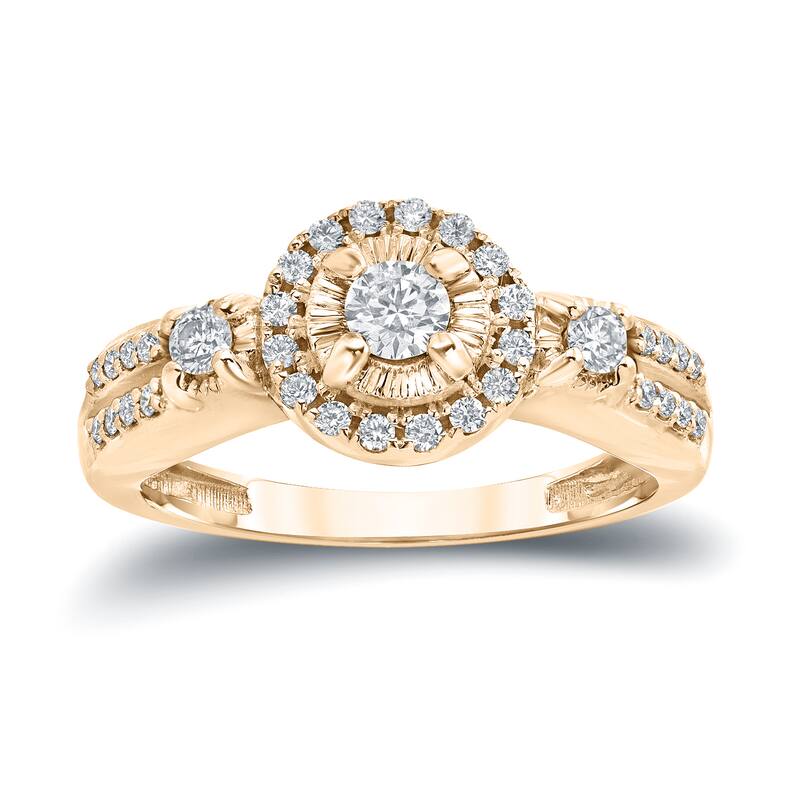 Auriya Unique 2/5ct TDW Round Diamond Halo Engagement Ring 14k Gold
