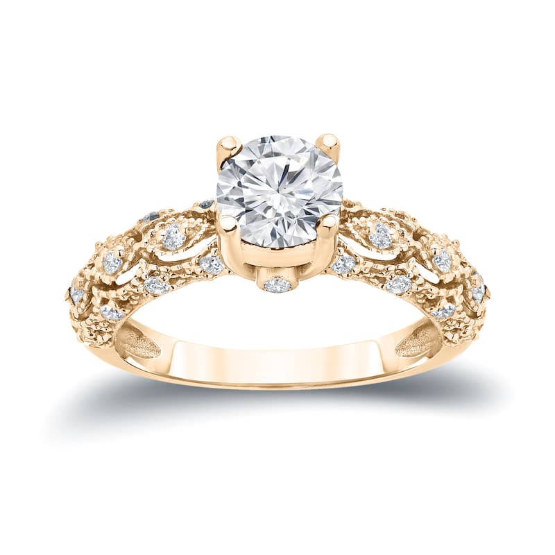 Auriya Vintage Certified 1 1/4ct TW Round Diamond Engagement Ring 14k Gold