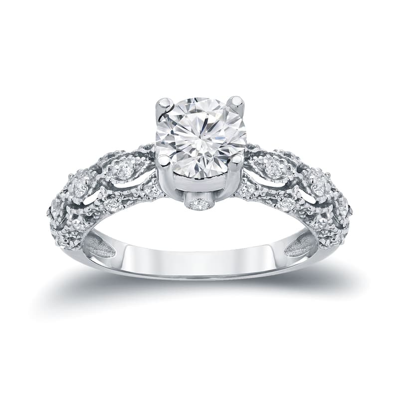 Auriya Vintage Certified 1 1/4ct TW Round Diamond Engagement Ring 14k Gold