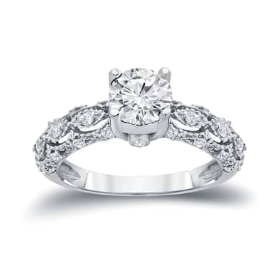 Auriya Vintage Certified 1 1/4ct TW Round Diamond Engagement Ring 14k Gold