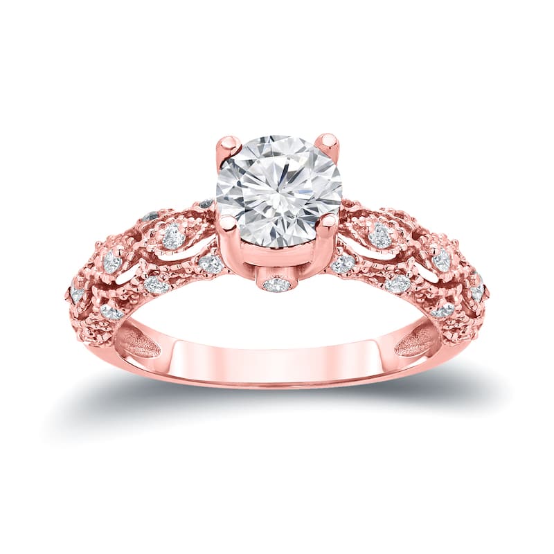 Auriya Vintage Certified 1 1/4ct TW Round Diamond Engagement Ring 14k Gold