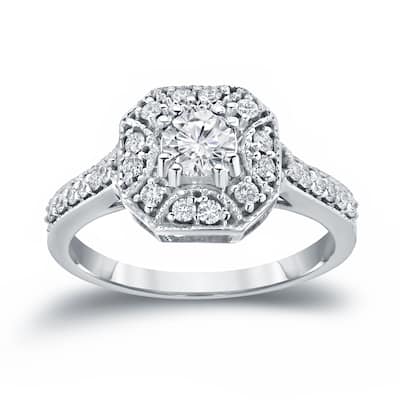 Auriya Vintage Inspired 3/4ct TDW Diamond Halo Engagement Ring by Auriya