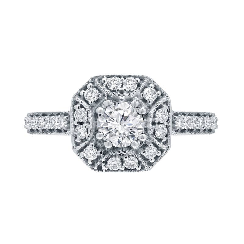 Auriya Vintage Inspired 3/4ct TDW Diamond Halo Engagement Ring by Auriya