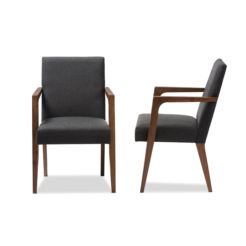 Andrea Mid-Century Modern Upholstered Armchair - Greyish beige /Grey