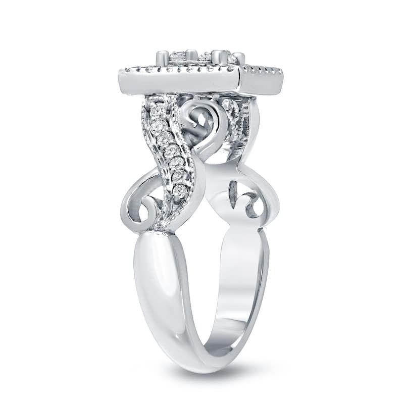 Auriya Unique Vintage 2/3ctw Square Diamond Halo Engagement Ring 14k Gold (H-I, I1-I2)