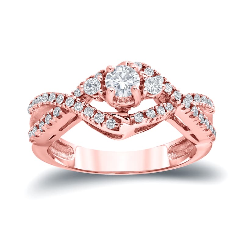 Auriya 1/2ctw 3-Stone Infinity Diamond Engagement Ring 14k Gold (H-I, I1-I2)