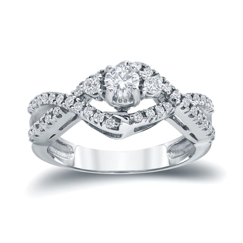 Auriya 1/2ctw 3-Stone Infinity Diamond Engagement Ring 14k Gold (H-I, I1-I2)