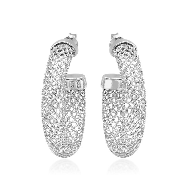 Marabela Sterling Silver Mesh Hoop Earrings Free Shipping On Marabela Sterling Silver Mesh Hoop Earrings