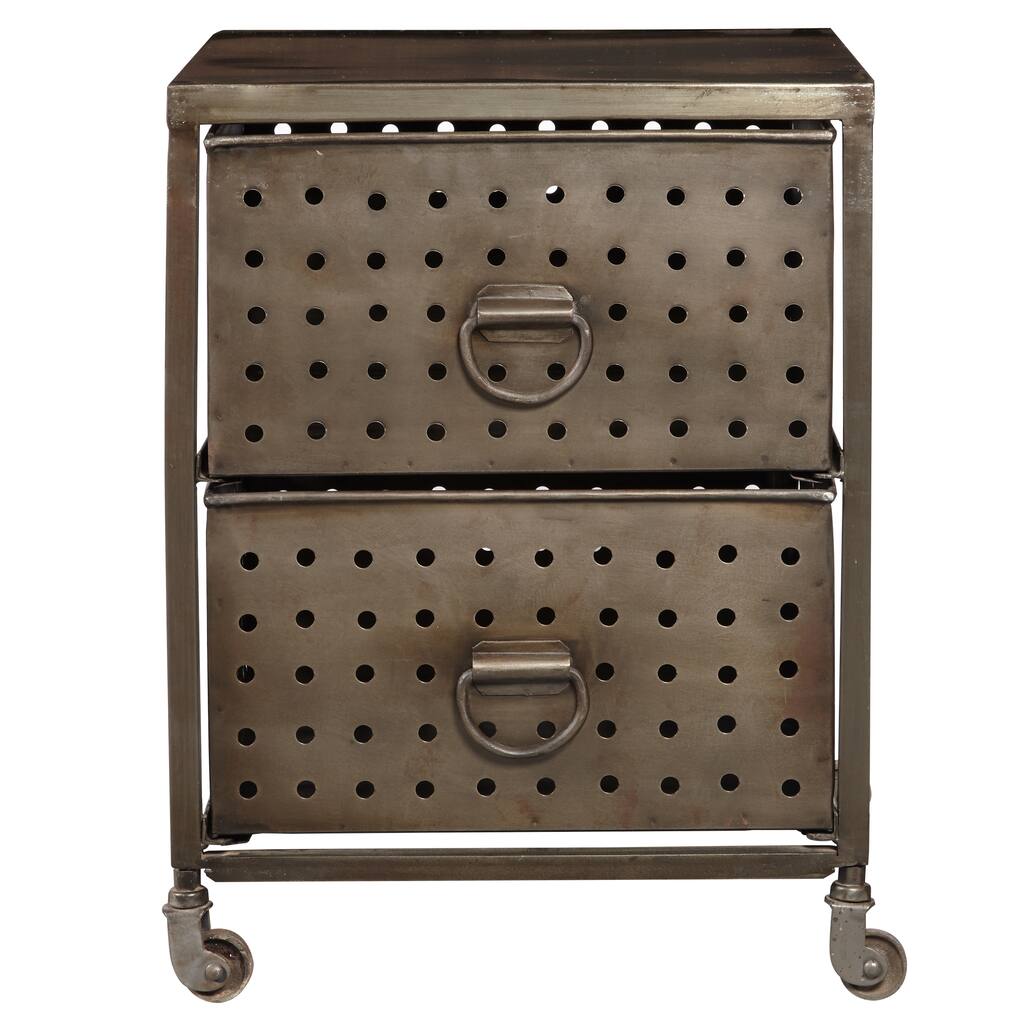 Perforated Metal Two Drawer Cart