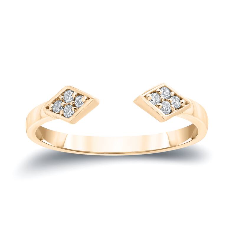 Auriya 1/10ctw Open Cuff Diamond Ring 14k Gold Stackable Band