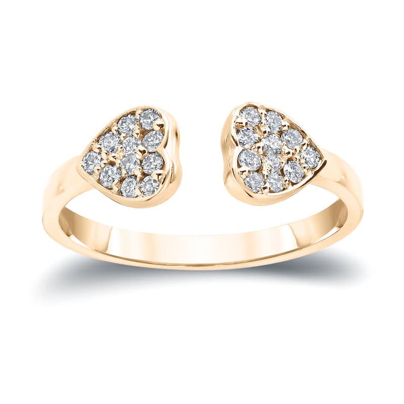 Auriya 14k Gold Stackable Heart Open Diamond Ring 1/5ct TW