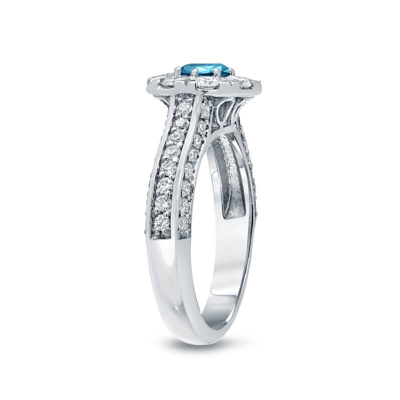 Auriya 1 3/4ctw Blue Diamond Halo Engagement Ring 14k Gold