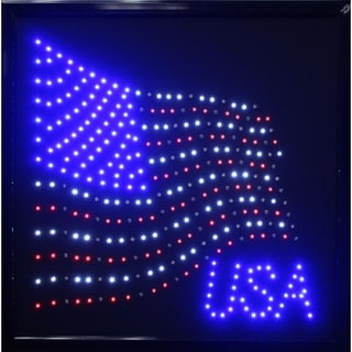 American Art Decor USA American Flag Framed Marquee LED Signs Man Cave ...