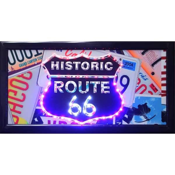 American Art Decor Historic Route 66 Framed Marquee LED Signs Man Cave ...