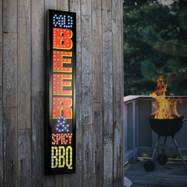 Shop American Art Decor Cold Beer Spicy Bbq Framed Marquee Led