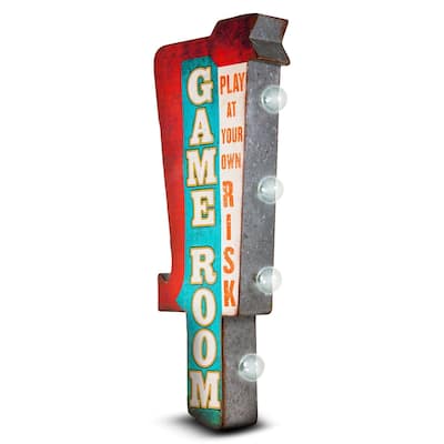 American Art Decor Play At Your Own Risk Game Room Vintage LED Signs Man Cave Wall Decor