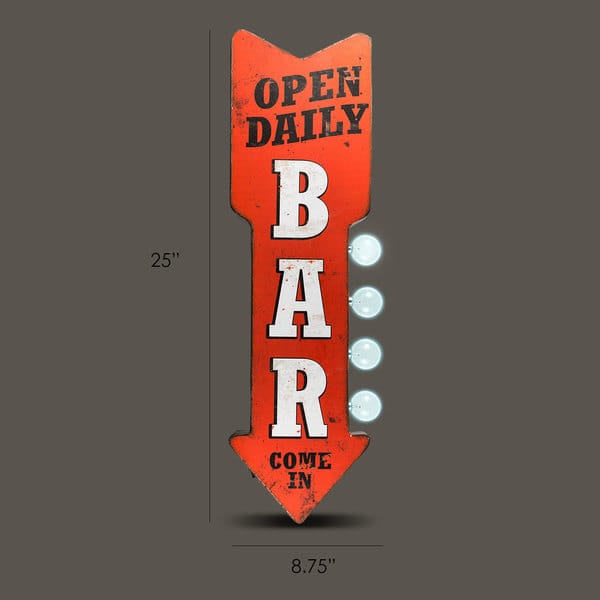 American Art Decor Open Daily Bar Metal Arrow Man Cave Marquee LED Signs